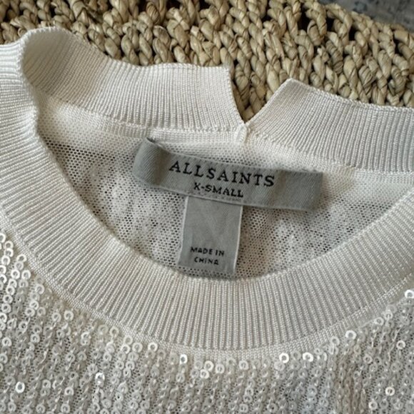 ALLSAINTS Juela Women's White Sequined Stretch Sweater Lined, XS - Picture 7 of 11